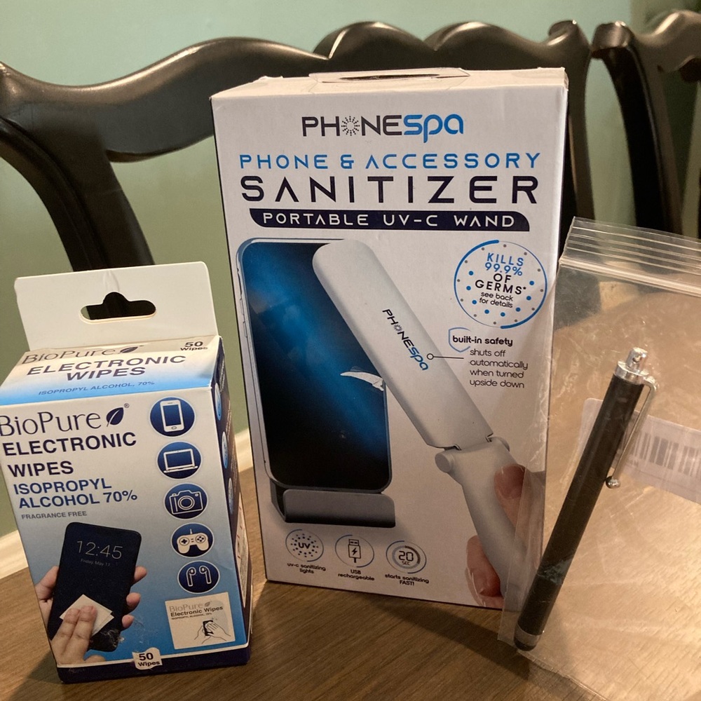 Phonespa portable sanitizer & electronic wipes